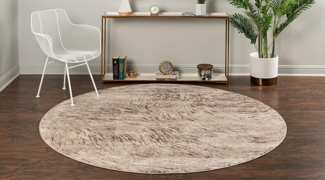 Brown 4' x 4' Oasis Round Area Rug 65% Polypropylene & 35% Polyester Contemporary Carpet for Living Rooms, Bedroom, Kitchen, Dining, Office for Sale at Rug Engine