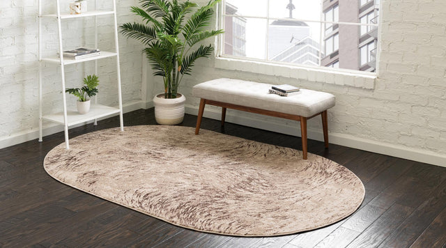 Brown 8' x 10' Oasis Oval Area Rug 65% Polypropylene & 35% Polyester Contemporary Carpet for Living Rooms, Bedroom, Kitchen, Dining, Office for Sale at Rug Engine