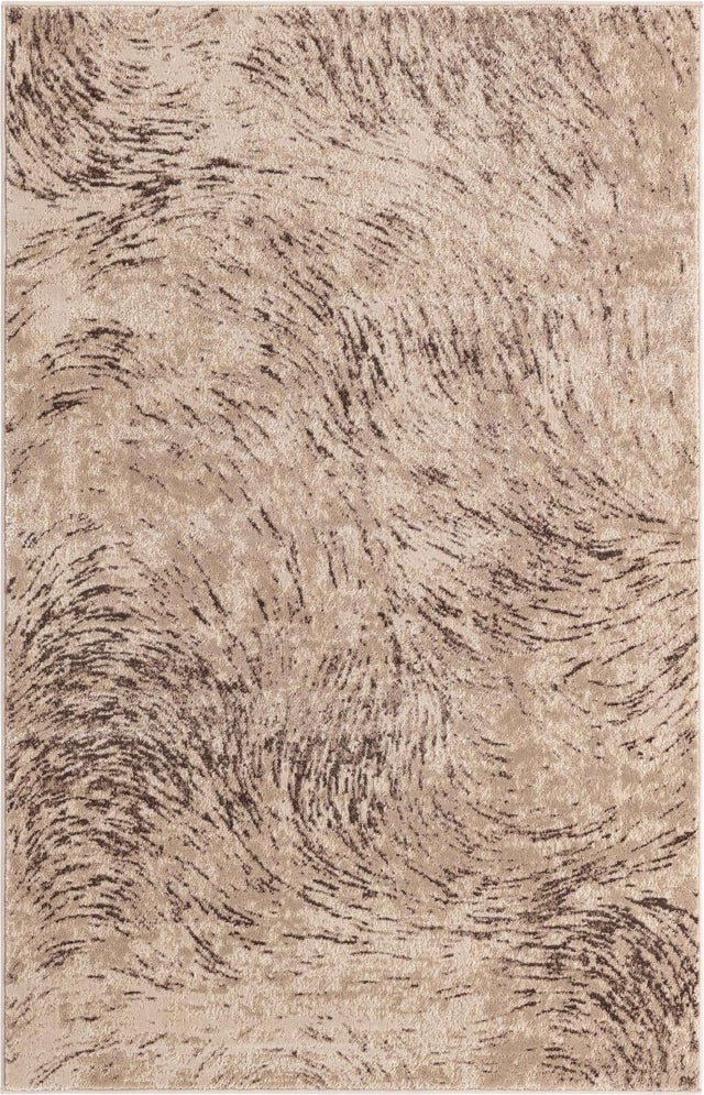 Brown 4' x 6' Oasis Rectangle Area Rug 65% Polypropylene & 35% Polyester Contemporary Carpet for Living Rooms, Bedroom, Kitchen, Dining, Office for Sale at Rug Engine