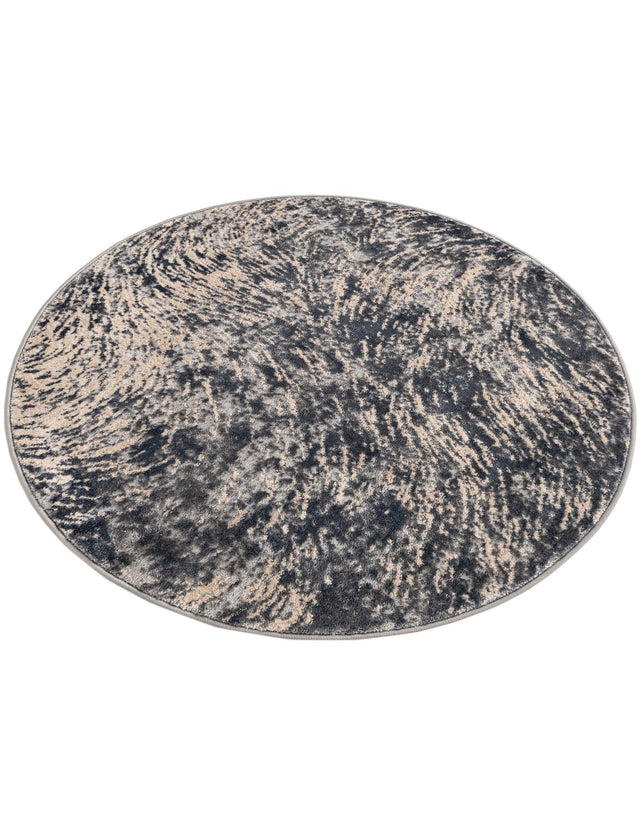 Gray 4' x 4' Oasis Round Area Rug 65% Polypropylene & 35% Polyester Contemporary Carpet for Living Rooms, Bedroom, Kitchen, Dining, Office for Sale at Rug Engine