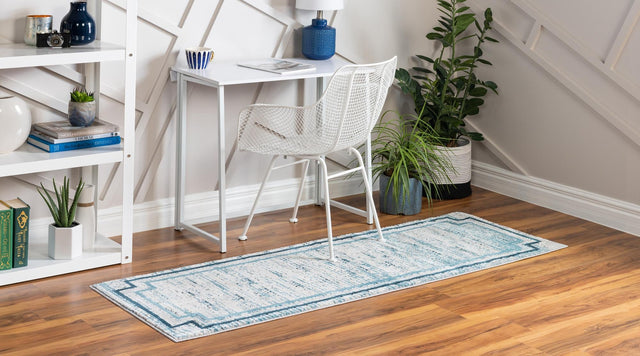 Blue 2' x 12' Oasis Runner Area Rug 65% Polypropylene & 35% Polyester Contemporary Carpet for Living Rooms, Bedroom, Kitchen, Dining, Office for Sale at Rug Engine