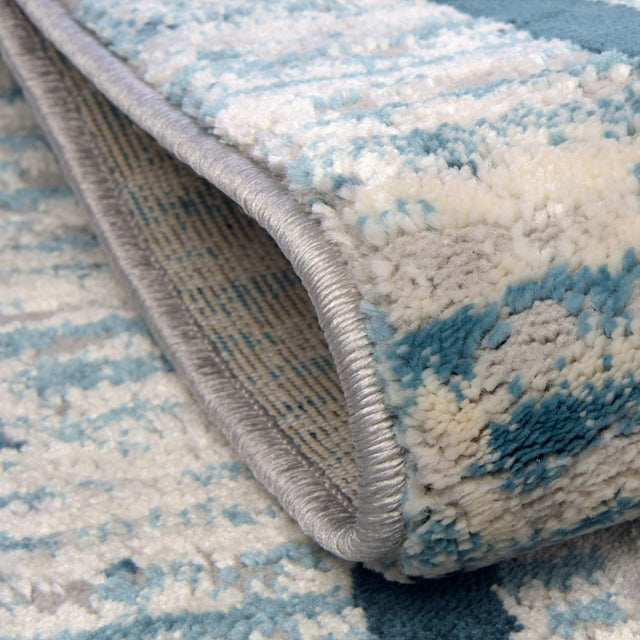 Blue 2' x 12' Oasis Runner Area Rug 65% Polypropylene & 35% Polyester Contemporary Carpet for Living Rooms, Bedroom, Kitchen, Dining, Office for Sale at Rug Engine