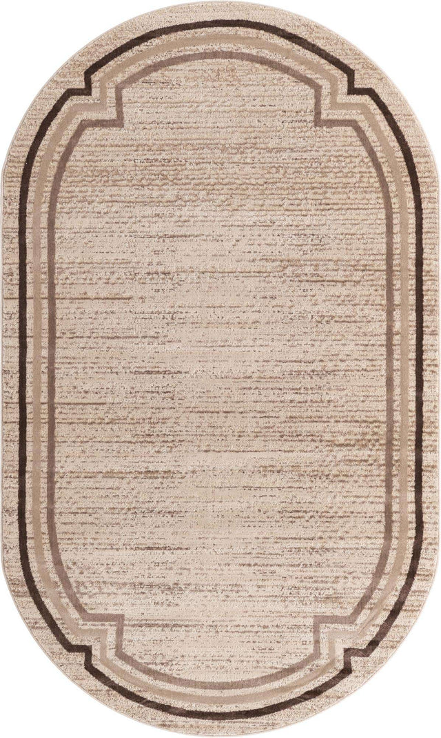 Brown 5' x 8' Oasis Oval Area Rug 65% Polypropylene & 35% Polyester Contemporary Carpet for Living Rooms, Bedroom, Kitchen, Dining, Office for Sale at Rug Engine