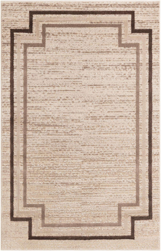 Brown 4' x 6' Oasis Rectangle Area Rug 65% Polypropylene & 35% Polyester Contemporary Carpet for Living Rooms, Bedroom, Kitchen, Dining, Office for Sale at Rug Engine