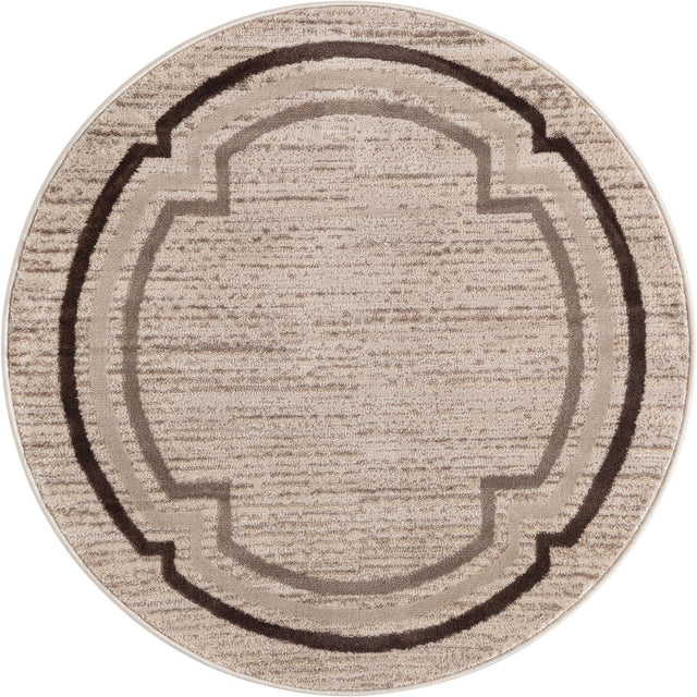 Brown 4' x 4' Oasis Round Area Rug 65% Polypropylene & 35% Polyester Contemporary Carpet for Living Rooms, Bedroom, Kitchen, Dining, Office for Sale at Rug Engine