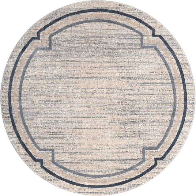 Gray 7' x 7' Oasis Round Area Rug 65% Polypropylene & 35% Polyester Contemporary Carpet for Living Rooms, Bedroom, Kitchen, Dining, Office for Sale at Rug Engine