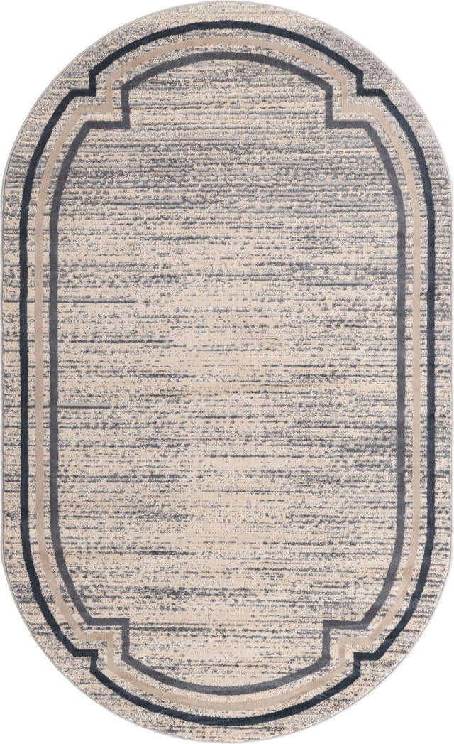 Gray 5' x 8' Oasis Oval Area Rug 65% Polypropylene & 35% Polyester Contemporary Carpet for Living Rooms, Bedroom, Kitchen, Dining, Office for Sale at Rug Engine
