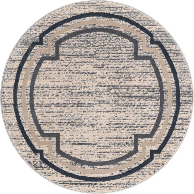 Gray 4' x 4' Oasis Round Area Rug 65% Polypropylene & 35% Polyester Contemporary Carpet for Living Rooms, Bedroom, Kitchen, Dining, Office for Sale at Rug Engine