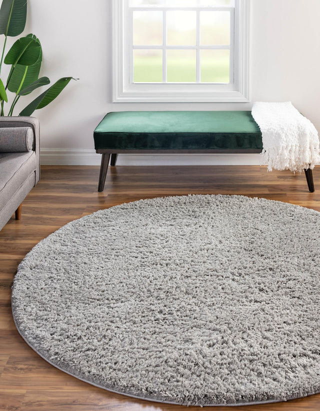 Light Gray 7' x 7' Everyday Shag Round Area Rug Thick Soft Touch Fluffy & Plush Shaggy Pile 100% Polypropylene With Cotton Backing Durable Carpet for Sale at Rug Engine