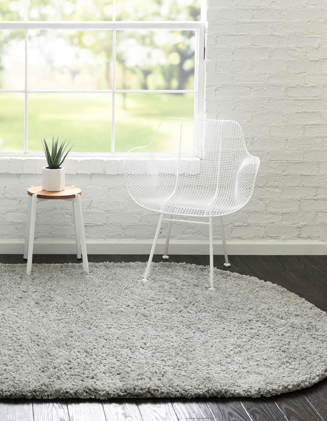 Light Gray 8' x 10' Everyday Shag Oval Area Rug Thick Soft Touch Fluffy & Plush Shaggy Pile 100% Polypropylene With Cotton Backing Durable Carpet for Sale at Rug Engine