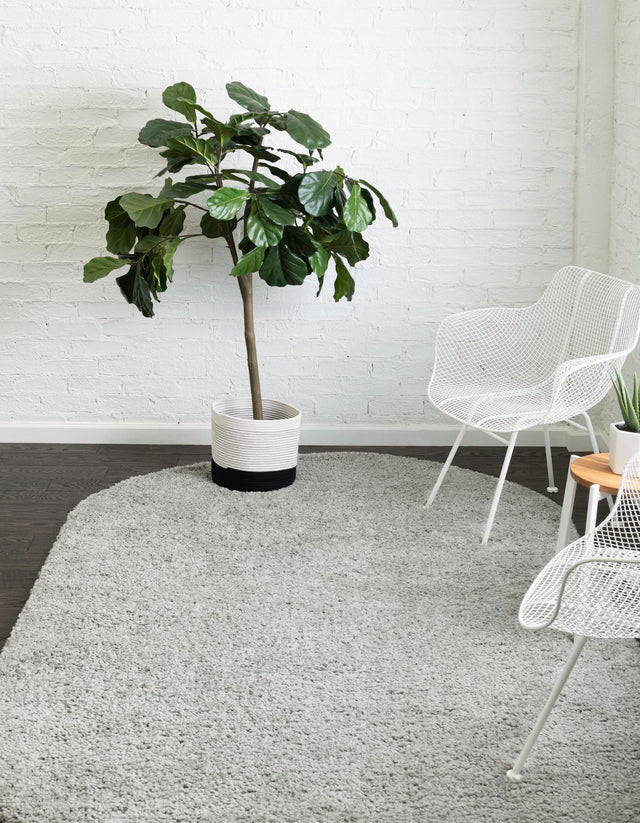 Light Gray 8' x 10' Everyday Shag Oval Area Rug Thick Soft Touch Fluffy & Plush Shaggy Pile 100% Polypropylene With Cotton Backing Durable Carpet for Sale at Rug Engine