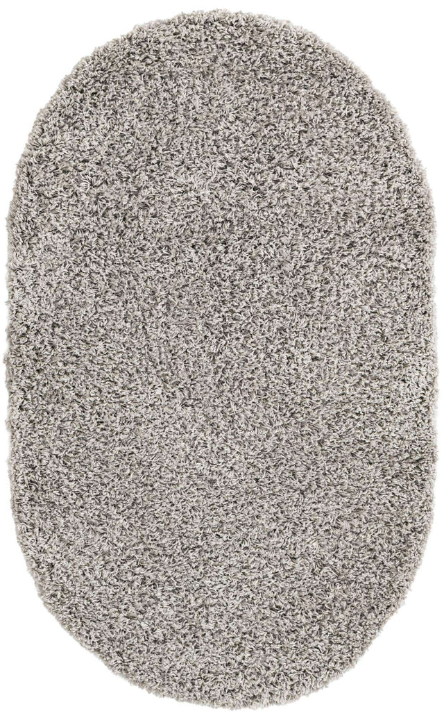 Light Gray 3' 3 x 5' 3 Everyday Shag Oval Area Rug Thick Soft Touch Fluffy & Plush Shaggy Pile 100% Polypropylene With Cotton Backing Durable Carpet for Sale at Rug Engine