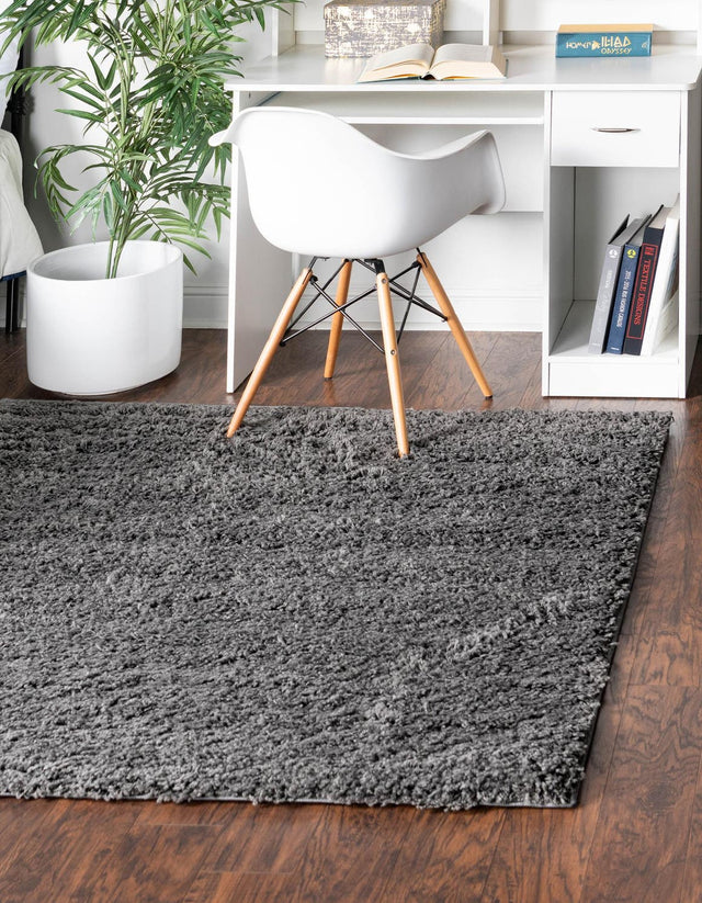 Dark Gray 7' 10 x 7' 10 Everyday Shag Square Area Rug Thick Soft Touch Fluffy & Plush Shaggy Pile 100% Polypropylene With Cotton Backing Durable Carpet for Sale at Rug Engine