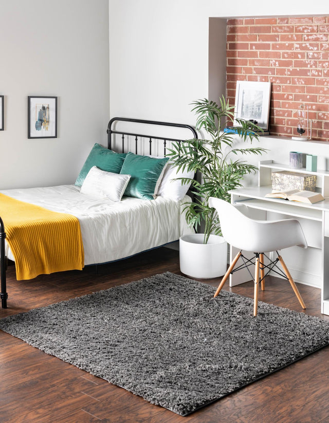 Dark Gray 7' 10 x 7' 10 Everyday Shag Square Area Rug Thick Soft Touch Fluffy & Plush Shaggy Pile 100% Polypropylene With Cotton Backing Durable Carpet for Sale at Rug Engine