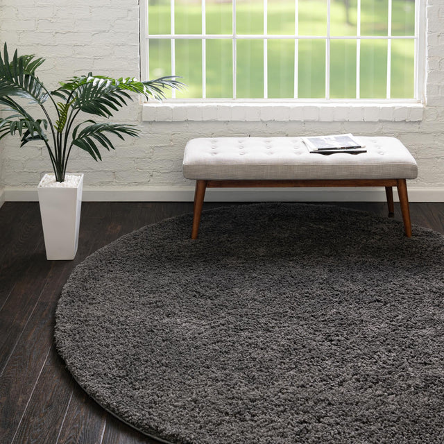 Dark Gray 4' x 4' Everyday Shag Round Area Rug Thick Soft Touch Fluffy & Plush Shaggy Pile 100% Polypropylene With Cotton Backing Durable Carpet for Sale at Rug Engine