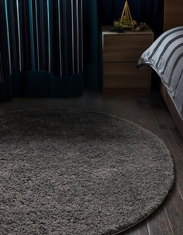Dark Gray 7' x 7' Everyday Shag Round Area Rug Thick Soft Touch Fluffy & Plush Shaggy Pile 100% Polypropylene With Cotton Backing Durable Carpet for Sale at Rug Engine