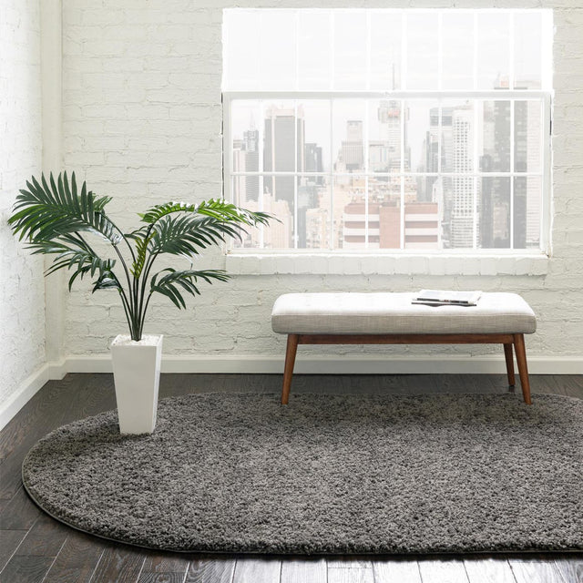 Dark Gray 8' x 10' Everyday Shag Oval Area Rug Thick Soft Touch Fluffy & Plush Shaggy Pile 100% Polypropylene With Cotton Backing Durable Carpet for Sale at Rug Engine