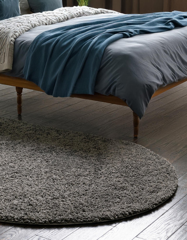 Dark Gray 8' x 10' Everyday Shag Oval Area Rug Thick Soft Touch Fluffy & Plush Shaggy Pile 100% Polypropylene With Cotton Backing Durable Carpet for Sale at Rug Engine