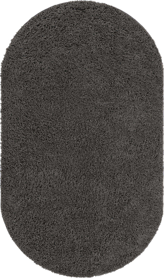 Dark Gray 5' x 8' Everyday Shag Oval Area Rug Thick Soft Touch Fluffy & Plush Shaggy Pile 100% Polypropylene With Cotton Backing Durable Carpet for Sale at Rug Engine