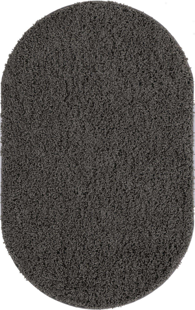 Dark Gray 3' 3 x 5' 3 Everyday Shag Oval Area Rug Thick Soft Touch Fluffy & Plush Shaggy Pile 100% Polypropylene With Cotton Backing Durable Carpet for Sale at Rug Engine