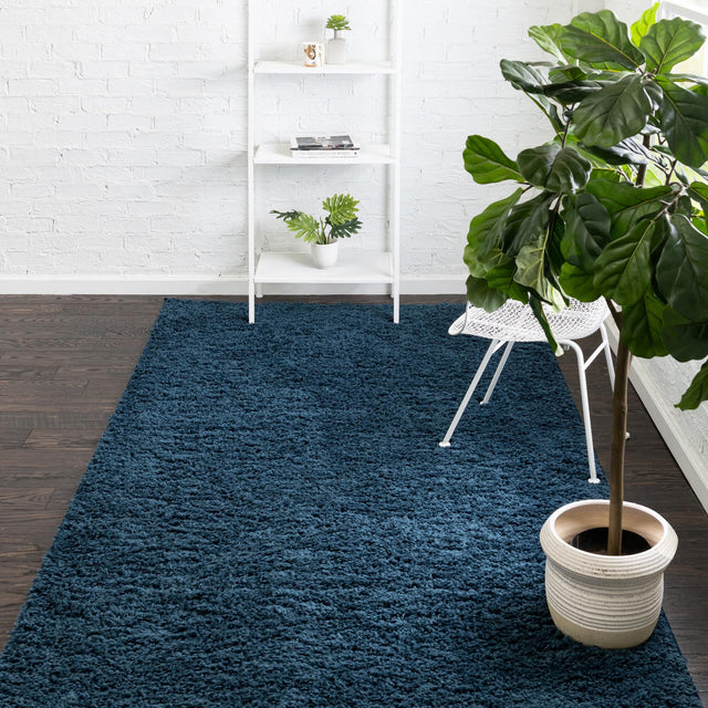 Navy Blue 8' x 11' Everyday Shag Rectangle Area Rug Thick Soft Touch Fluffy & Plush Shaggy Pile 100% Polypropylene With Cotton Backing Durable Carpet for Sale at Rug Engine