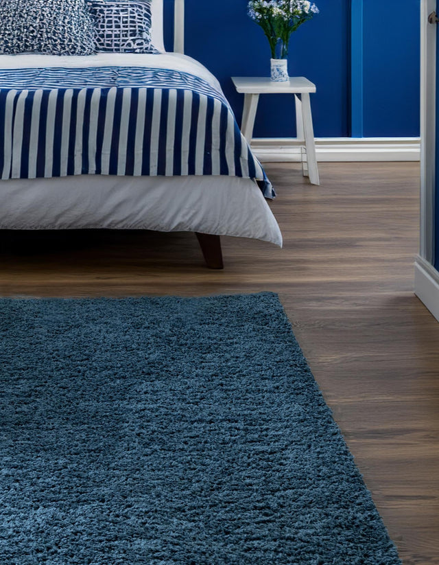 Navy Blue 10' x 13' Everyday Shag Rectangle Area Rug Thick Soft Touch Fluffy & Plush Shaggy Pile 100% Polypropylene With Cotton Backing Durable Carpet for Sale at Rug Engine