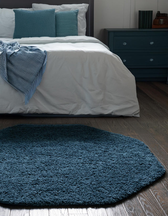 Navy Blue 7' 10 x 7' 10 Everyday Shag Octagon Area Rug Thick Soft Touch Fluffy & Plush Shaggy Pile 100% Polypropylene With Cotton Backing Durable Carpet for Sale at Rug Engine