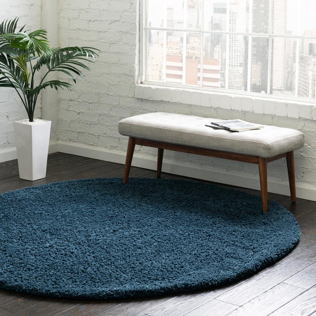 Navy Blue 10' 2 x 10' 2 Everyday Shag Round Area Rug Thick Soft Touch Fluffy & Plush Shaggy Pile 100% Polypropylene With Cotton Backing Durable Carpet for Sale at Rug Engine