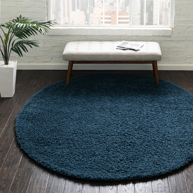 Navy Blue 10' 2 x 10' 2 Everyday Shag Round Area Rug Thick Soft Touch Fluffy & Plush Shaggy Pile 100% Polypropylene With Cotton Backing Durable Carpet for Sale at Rug Engine