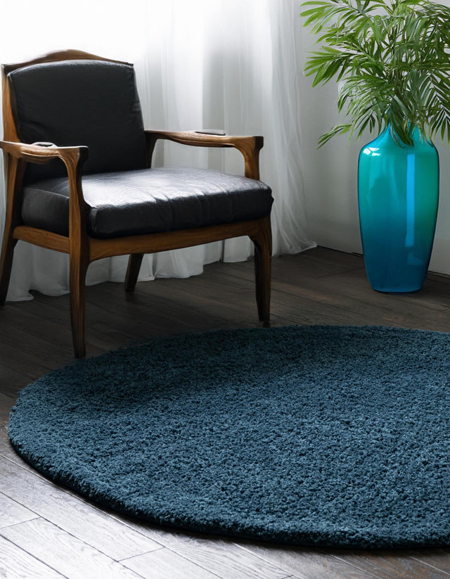 Navy Blue 10' 2 x 10' 2 Everyday Shag Round Area Rug Thick Soft Touch Fluffy & Plush Shaggy Pile 100% Polypropylene With Cotton Backing Durable Carpet for Sale at Rug Engine