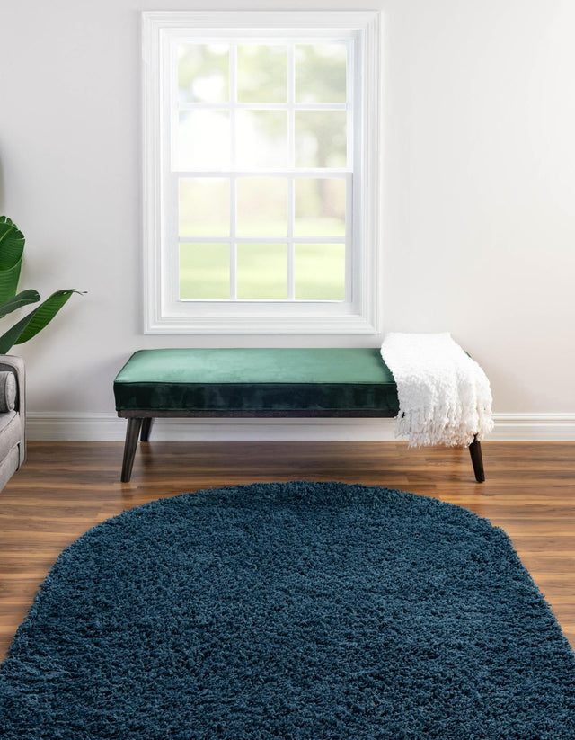 Navy Blue 5' x 8' Everyday Shag Oval Area Rug Thick Soft Touch Fluffy & Plush Shaggy Pile 100% Polypropylene With Cotton Backing Durable Carpet for Sale at Rug Engine