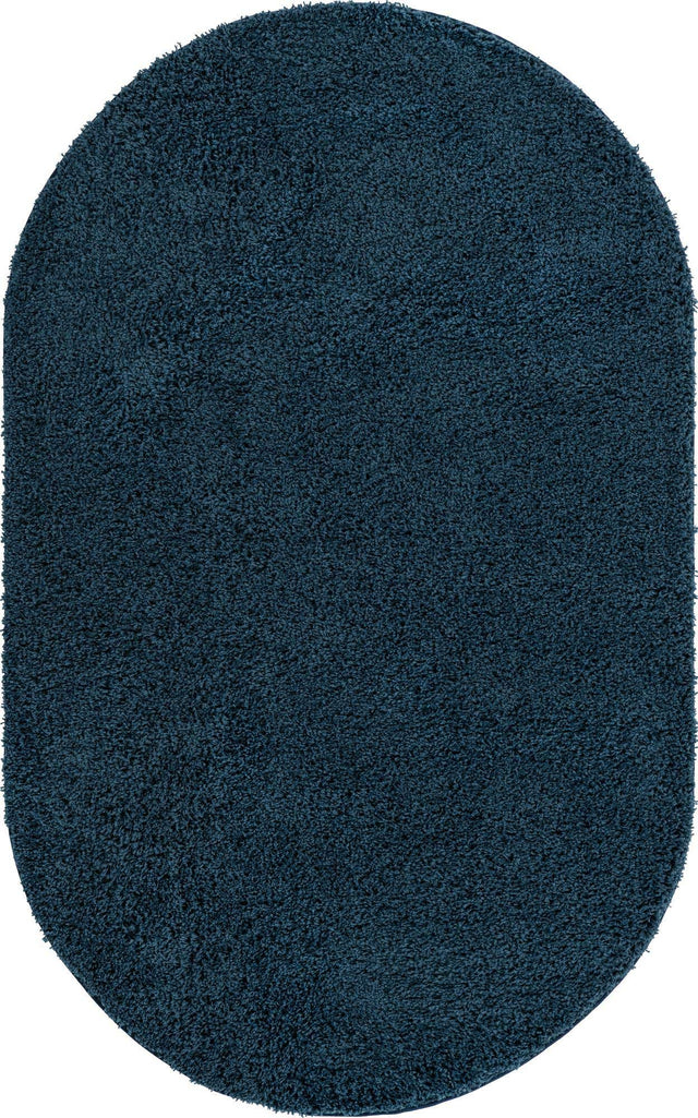 Navy Blue 5' x 8' Everyday Shag Oval Area Rug Thick Soft Touch Fluffy & Plush Shaggy Pile 100% Polypropylene With Cotton Backing Durable Carpet for Sale at Rug Engine