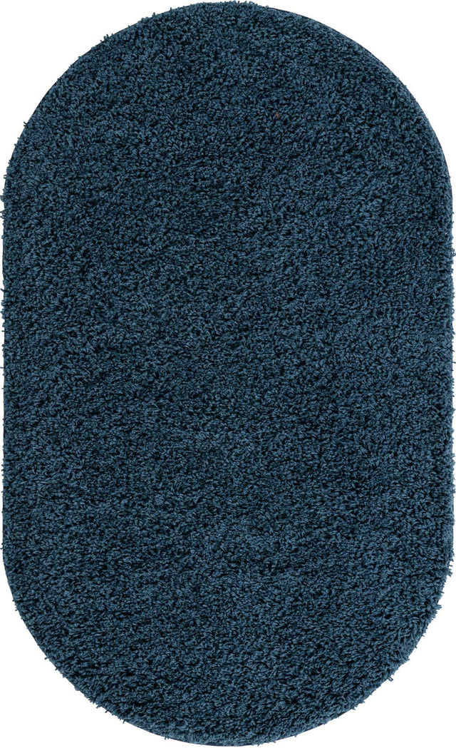 Navy Blue 3' 3 x 5' 3 Everyday Shag Oval Area Rug Thick Soft Touch Fluffy & Plush Shaggy Pile 100% Polypropylene With Cotton Backing Durable Carpet for Sale at Rug Engine