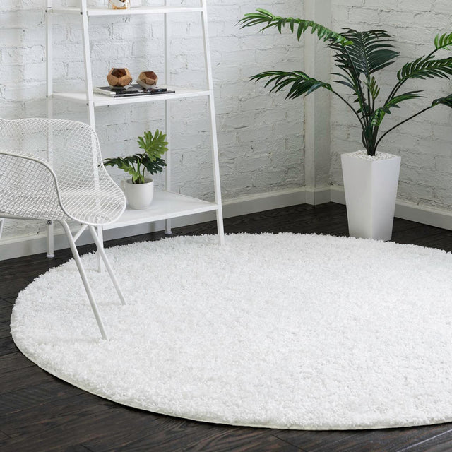 Snow White 4' x 4' Everyday Shag Round Area Rug Thick Soft Touch Fluffy & Plush Shaggy Pile 100% Polypropylene With Cotton Backing Durable Carpet for Sale at Rug Engine