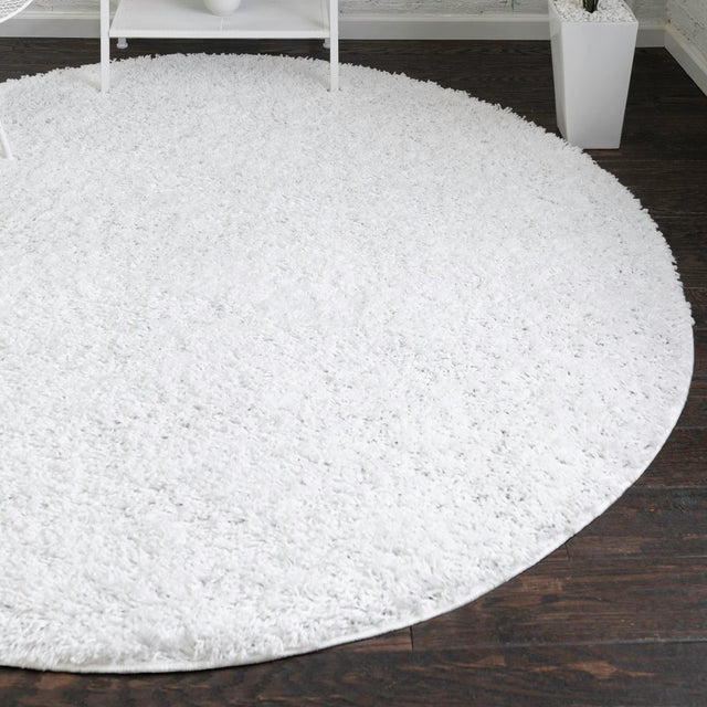 Snow White 6' x 6' Everyday Shag Round Area Rug Thick Soft Touch Fluffy & Plush Shaggy Pile 100% Polypropylene With Cotton Backing Durable Carpet for Sale at Rug Engine