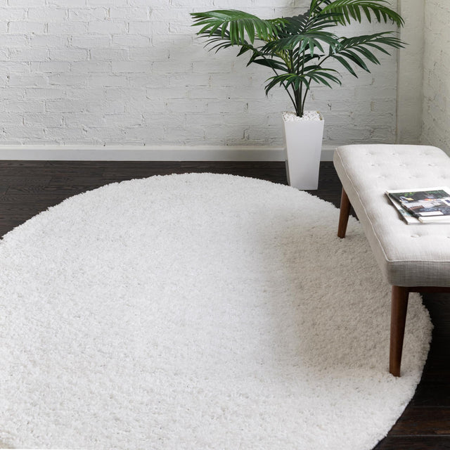 Snow White 8' x 10' Everyday Shag Oval Area Rug Thick Soft Touch Fluffy & Plush Shaggy Pile 100% Polypropylene With Cotton Backing Durable Carpet for Sale at Rug Engine
