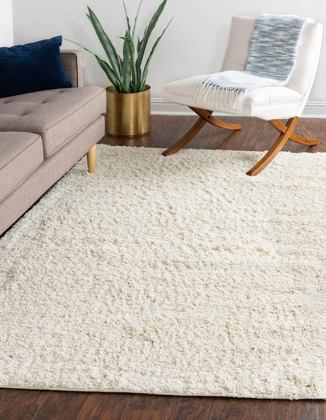 Ivory 8' x 10' Everyday Shag Rectangle Area Rug Thick Soft Touch Fluffy & Plush Shaggy Pile 100% Polypropylene With Cotton Backing Durable Carpet for Sale at Rug Engine