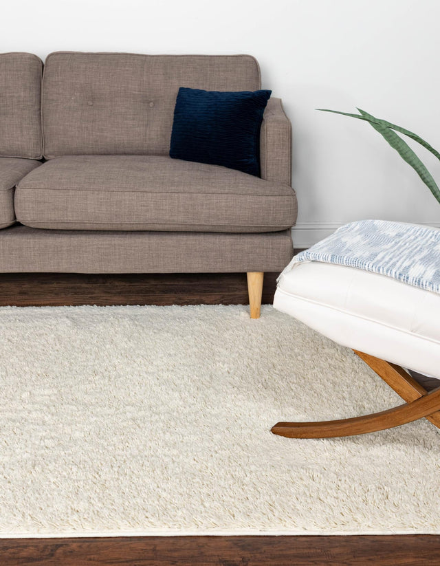 Ivory 9' x 12' Everyday Shag Rectangle Area Rug Thick Soft Touch Fluffy & Plush Shaggy Pile 100% Polypropylene With Cotton Backing Durable Carpet for Sale at Rug Engine