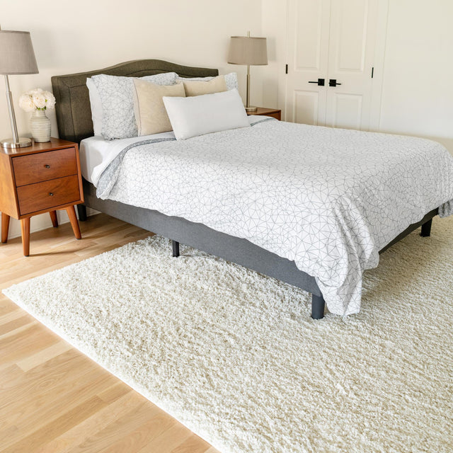 Ivory 8' x 10' Everyday Shag Rectangle Area Rug Thick Soft Touch Fluffy & Plush Shaggy Pile 100% Polypropylene With Cotton Backing Durable Carpet for Sale at Rug Engine