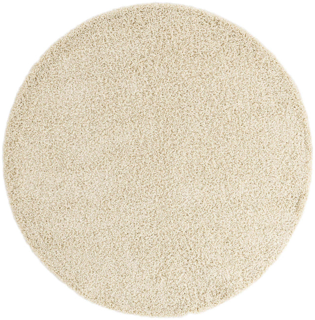 Ivory 7' x 7' Everyday Shag Round Area Rug Thick Soft Touch Fluffy & Plush Shaggy Pile 100% Polypropylene With Cotton Backing Durable Carpet for Sale at Rug Engine