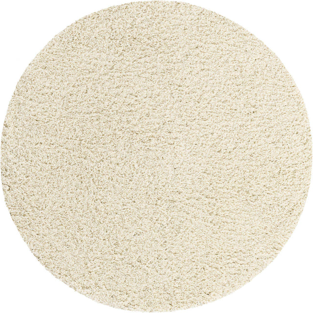 Ivory 5' x 5' Everyday Shag Round Area Rug Thick Soft Touch Fluffy & Plush Shaggy Pile 100% Polypropylene With Cotton Backing Durable Carpet for Sale at Rug Engine