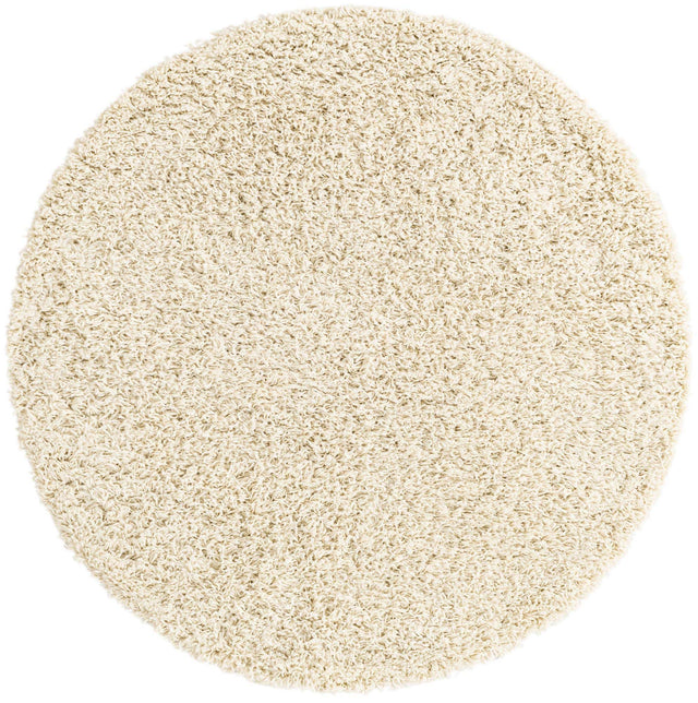 Ivory 4' x 4' Everyday Shag Round Area Rug Thick Soft Touch Fluffy & Plush Shaggy Pile 100% Polypropylene With Cotton Backing Durable Carpet for Sale at Rug Engine
