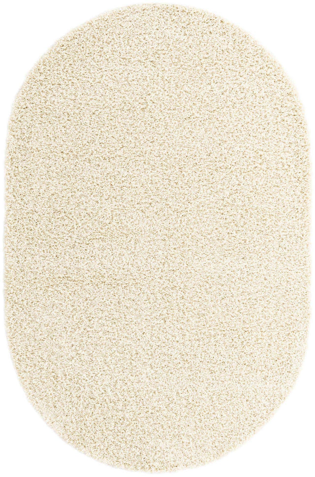 Ivory 5' x 8' Everyday Shag Oval Area Rug Thick Soft Touch Fluffy & Plush Shaggy Pile 100% Polypropylene With Cotton Backing Durable Carpet for Sale at Rug Engine