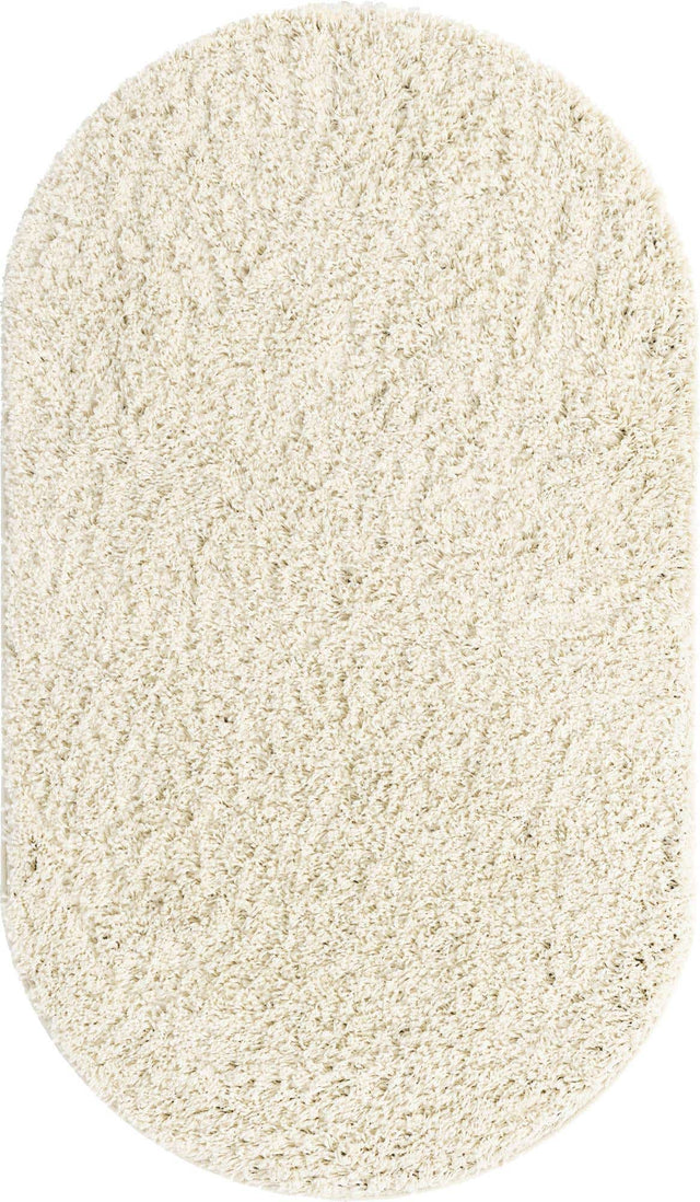 Ivory 3' 3 x 5' 3 Everyday Shag Oval Area Rug Thick Soft Touch Fluffy & Plush Shaggy Pile 100% Polypropylene With Cotton Backing Durable Carpet for Sale at Rug Engine