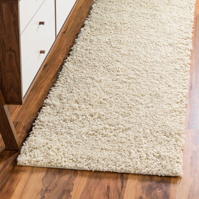 Ivory 2' 2 x 6' 7 Everyday Shag Runner Area Rug Thick Soft Touch Fluffy & Plush Shaggy Pile 100% Polypropylene With Cotton Backing Durable Carpet for Sale at Rug Engine
