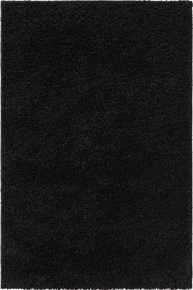 Black 4' x 6' Everyday Shag Rectangle Area Rug Thick Soft Touch Fluffy & Plush Shaggy Pile 100% Polypropylene With Cotton Backing Durable Carpet for Sale at Rug Engine