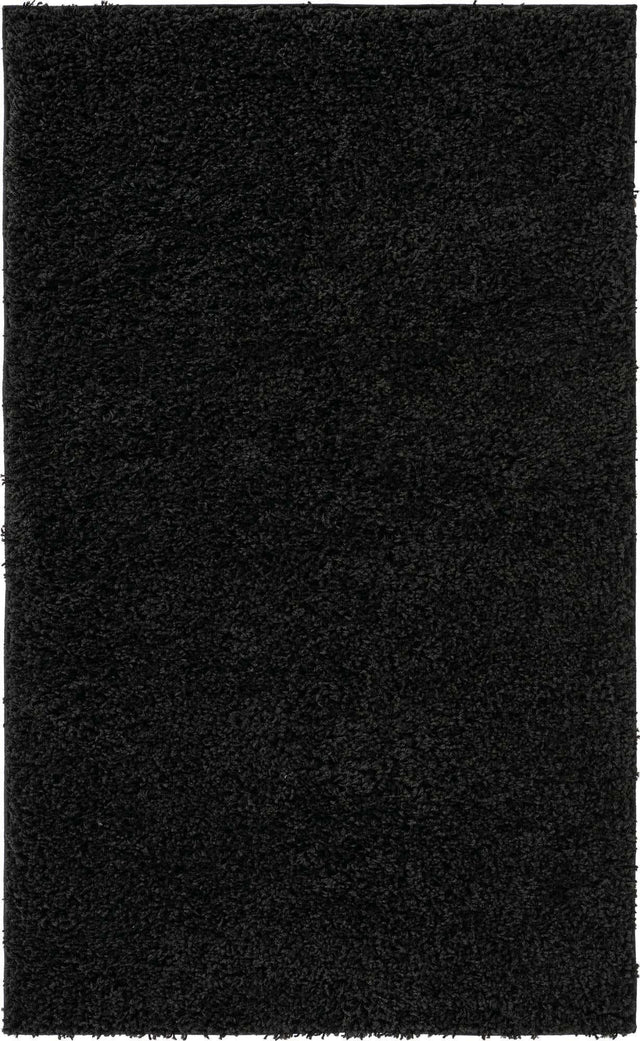 Black 3' 3 x 5' 3 Everyday Shag Rectangle Area Rug Thick Soft Touch Fluffy & Plush Shaggy Pile 100% Polypropylene With Cotton Backing Durable Carpet for Sale at Rug Engine
