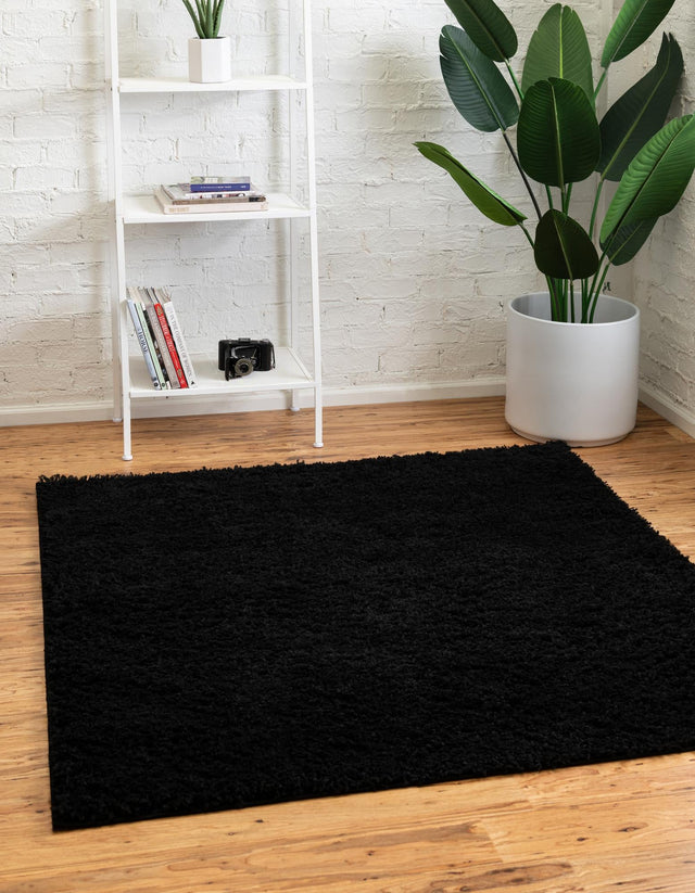 Black 7' 10 x 7' 10 Everyday Shag Square Area Rug Thick Soft Touch Fluffy & Plush Shaggy Pile 100% Polypropylene With Cotton Backing Durable Carpet for Sale at Rug Engine
