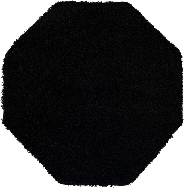 Black 4' x 4' Everyday Shag Octagon Area Rug Thick Soft Touch Fluffy & Plush Shaggy Pile 100% Polypropylene With Cotton Backing Durable Carpet for Sale at Rug Engine