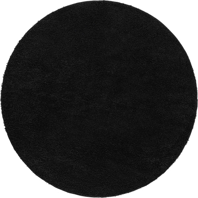 Black 7' 10 x 7' 10 Everyday Shag Round Area Rug Thick Soft Touch Fluffy & Plush Shaggy Pile 100% Polypropylene With Cotton Backing Durable Carpet for Sale at Rug Engine